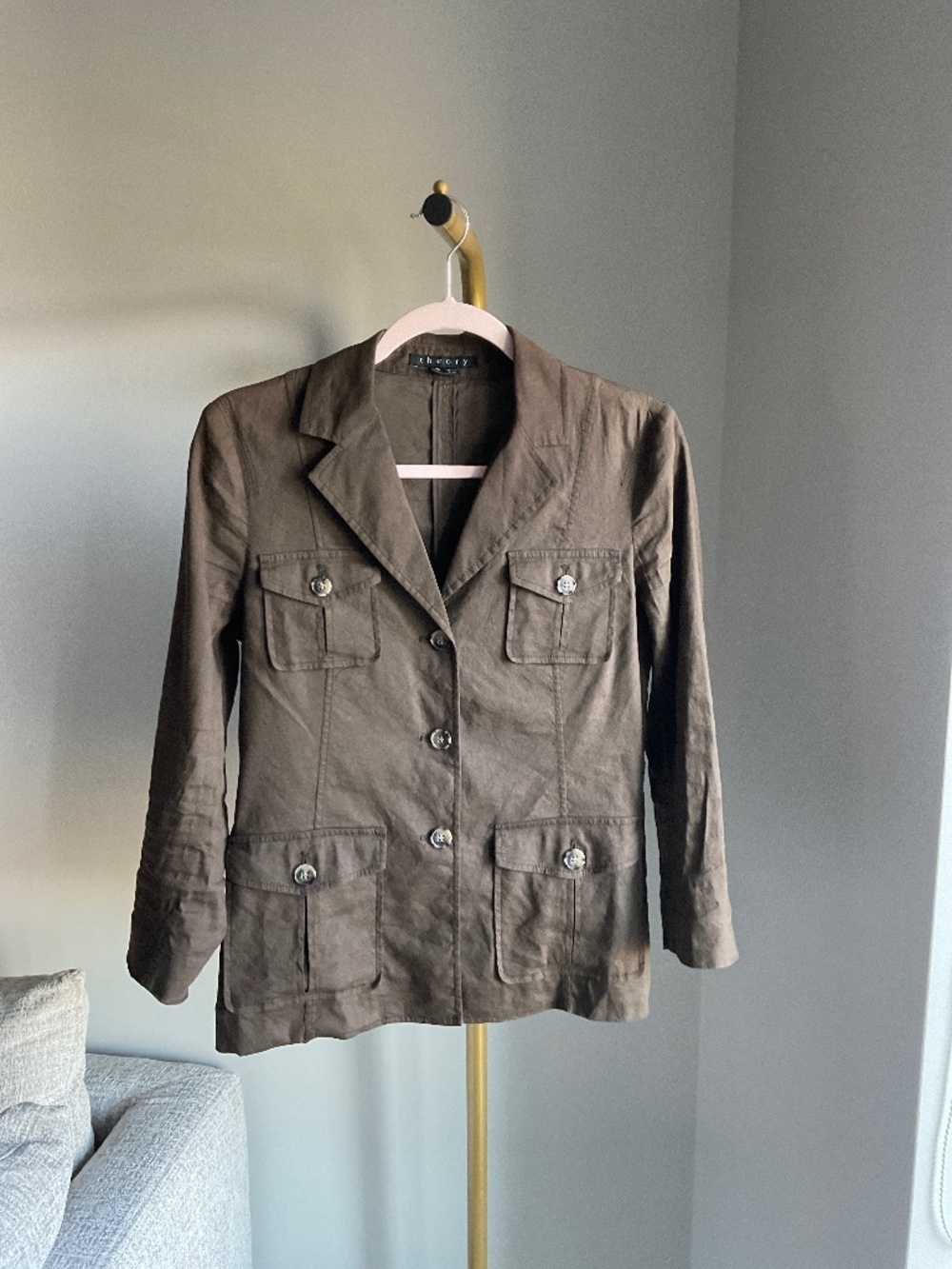 Theory Light Linen Utility Shirt Jacket
